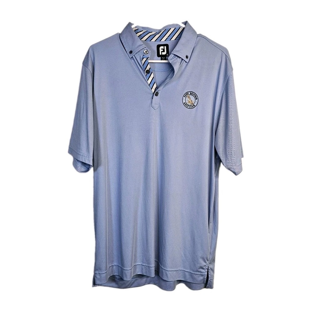 Footjoy Golf Polo Shirt Men's Size Medium Performance Stretch Blue Fort Belvoir